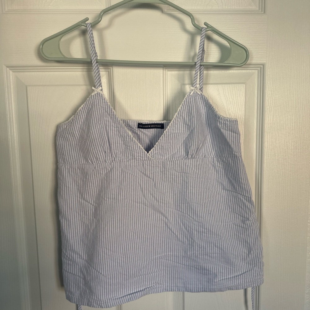 Brandy Melville Blue Stripe Spaghetti Strap Tank Top